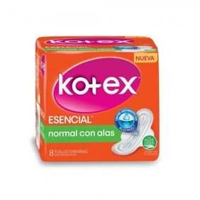 Toallitas Femeninas Esencial Normal C/Alas Kotex x 8 un