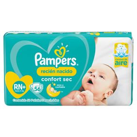 Pañales Confort Sec RN+ Pampers 56un