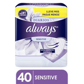 Protectores Diarios Sensitive Always 40un