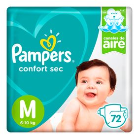Pañales Confort Sec M Pampers 72un