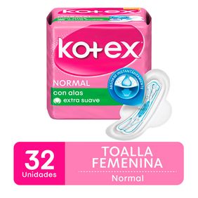 Toallas Femeninas Normal con Alas Kotex 32un