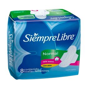 Toallas Femeninas Normal Suave c/ Alas Siempre Libre x 8 u