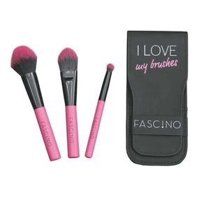 Set x 3 Brochas Pounch Pink Make Up Fascino