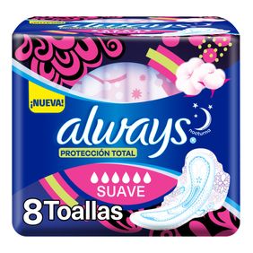 Toallas Femeninas Triple Protección Noche Suave Always x8 Un